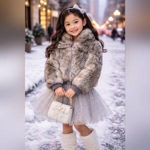 Richard Mann vintage rich fur Vold Weather Chic bomber  jacket VGUC Kids 6Y